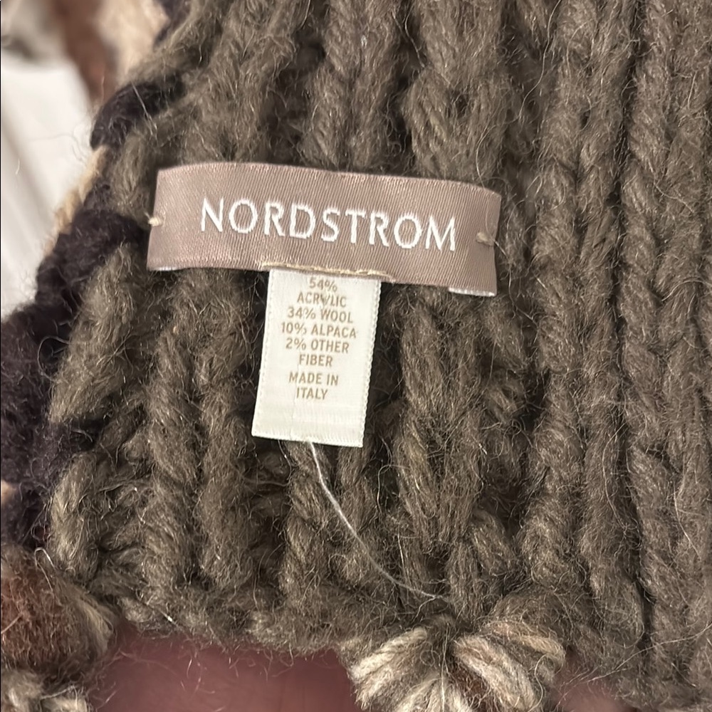 Chunky Knit Fringe Scarf - Brown, Beige, black and metallic - Picture 2 of 4